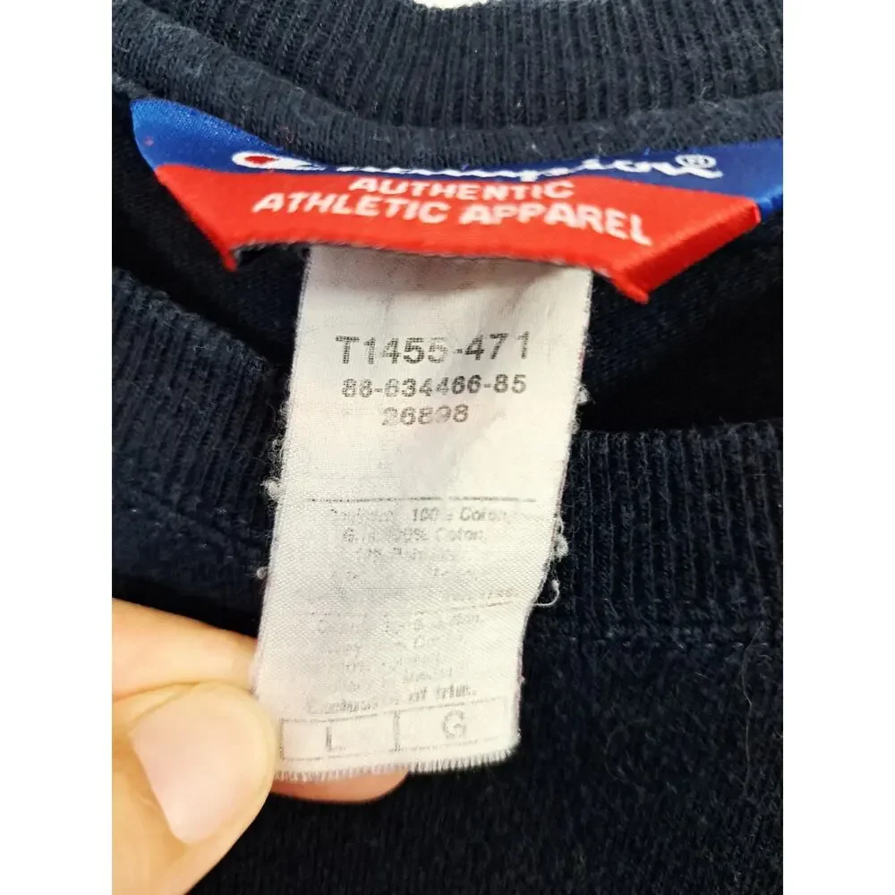 Champion T-shirt Men's Blue Large Gray Stripe Classic Crewneck - Picture 4 of 5